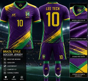 Brazil Style <b>Soccer</b> Jersey Custom Team Kit Short Sleeve Football Shirt Match Training Uniform - Product Image 3