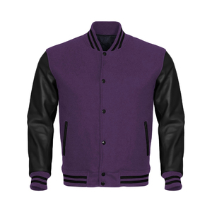 Fashionable Baseball <b>Varsity</b> <b>jacket</b> College Letterman <b>Jacket</b> Leather Sleeves & <b>Purple</b> Wool Body breathable <b>jacket</b> - Product Image 1