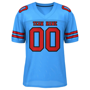Maillots de football américain sublimés Clubwear Sportswear Polyester Mesh Quick Dry Sleeve Stripes Team Logo Name Numbers Printing - Product Image 1