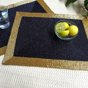 Luxury <b>Seed</b> Beads Embroidery Placemat for Home Restaurants & Hotels-Eco-Friendly Customizable - Product Image 1