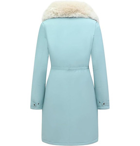 Doudoune longue pour femme avec capuche en fourrure offrant une isolation supérieure, respirante, séchage rapide, tissu uni, élégante, pour le froid - Product Image 2