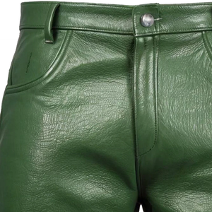 Shorts en cuir de mouton véritable pour hommes, style boxer, décontractés, en cuir véritable, pour club, brodés, shorts en cuir véritable pour hommes, noirs - Product Image 6