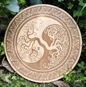 Bouclier rond en bois médiéval Viking, bouclier de reconstitution historique, bouclier décoratif rond de designer, cadeau artisanal Calvin - Product Image 3