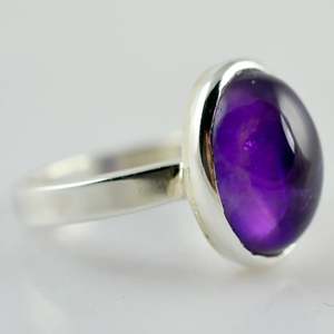 Bague Statement Bohème Faite à la Main en Argent Sterling 925 avec Améthyste Ovale Platinée, Tailles 4 à 13, pour Noël, Anniversaire, Femme - Product Image 2