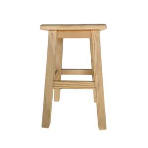 Well Home Sgabello Quadrato in Legno Massello Colore Naturale 31x31x50cm Pouf Elegante e Resistente - Product Image 4