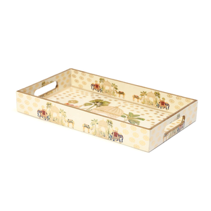 DULI Lot de 3 plateaux en bois MDF avec imprimé éléphant et chameau enduit d'émail imperméable - Product Image 2