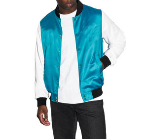 Veste universitaire en satin Clubwear personnalisée OEM blouson de baseball avec patchs brodés mode unisexe pour les looks de nuit - Product Image 5