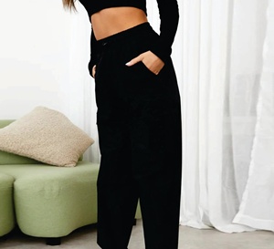 Pantalón/pantalón de nailon de primera calidad para mujer, largo, recto, informal, estampado, Color sólido, diseño de cintura alta, Parte delantera plana para invierno, precio barato - Product Image 2