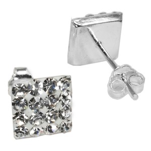 Orecchini a mosaico quadrati 10x10 bianchi 3 paia di accessori moda - Product Image 1