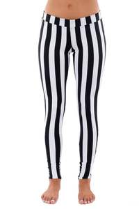 Leggings rayés verticaux blancs et noirs pour femmes, leggings de yoga à taille haute, pantalon de sport actif pour femmes - Product Image 5