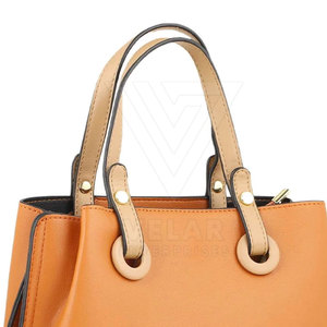 OEM Service Wholesale Eco Friendly Durable Fashion Leather Handbag with Zipper Closure Two Handles Solid Color New Design - Product Image 6