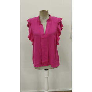 Blusa Dubai de Manga Corta con Cuello en V y Mangas con Volantes para Mujer, 36132 - Rosa - Product Image 4