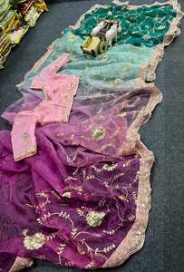 Hermoso Sari de fiesta con trabajo de corte de secuencia de bordado de seda Tabby - Product Image 2