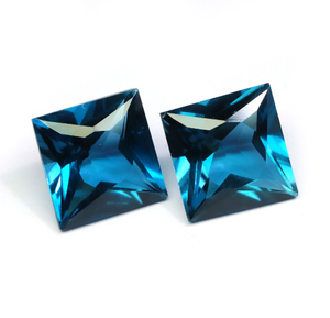 Piedra preciosa de Topacio Azul Londres genuina, forma cuadrada de 8mm, piedra de Topacio Azul Londres profunda preciosa suelta a precio mayorista - Product Image 2