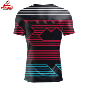 Sublimación de gimnasio de poliéster de alta calidad para hombre, camiseta de compresión deportiva para correr, camiseta Rash Guard - Product Image 2