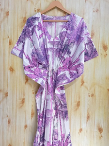 Purple Cotton XL Size Kaftan Indian Maxi Dress Floral Party Style with Short Sleeves Long <b>Beach</b> <b>Cover</b> Sleepwear Bikini <b>Cover</b>-<b>Up</b> - Product Image 4