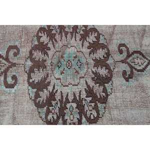 Vintage 4.6x7.9 ft Rug, Area Turkish Rug, <b>Brown</b> Green Floral <b>Wool</b> Rug - Product Image 5