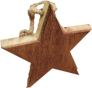 Étoile en bois en bois de manguier pour accrocher 10 cm de large env. Décoration de Noël en bois de 2 cm d'épaisseur - Product Image 3