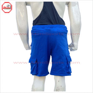 Short cargo personnalisé Short de jogging cargo bleu royal en coton éponge respirant avec broderie d'impression bouffante à 8 poches - Product Image 3