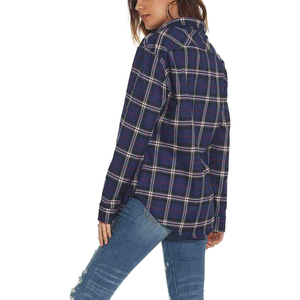 Automne décontracté femmes flanelle bouton chemises 100% coton col tournant haute qualité manches larges - Product Image 2