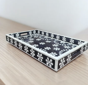Pure Bone Inlay Serving <b>Tray</b> Dinning Table <b>Decorative</b> Serving <b>Tray</b> for Home Hotel & Restaurant from India - Product Image 1