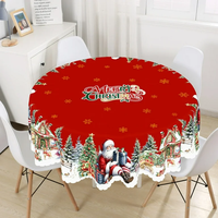 Nappe de Noël Imprimée Bonhomme de Neige et Flocons de Neige, Imperméable et Anti-taches, Housse de Table Décorative pour les Fêtes