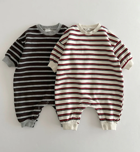 Mono Informal <span class=keywords><strong>a</strong></span> Rayas para Bebés y Niños Pequeños, Estilo Holgado, de Felpa Francesa, Unisex, de Manga Larga, para Otoño - Product Image 2