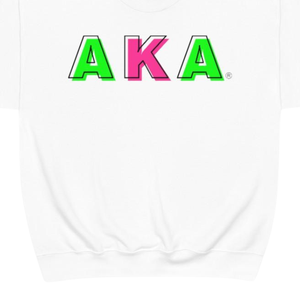 เสื้อสเวตเชิ้ตคอกลมพิมพ์ลายตราสัญลักษณ์ AKA ระดับโลก ผ้าฟลีซพรีเมียม เสื้อผ้าชมรมหญิงกรีก แบบสั่งทำพิเศษ สีขาวชมพู - Product Image 5