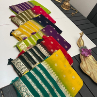 Banarsi Georgette Sarees Bandhani Style Saree en mousseline de soie douce pour la fête et le mariage Prêt à porter Saree pour les femmes