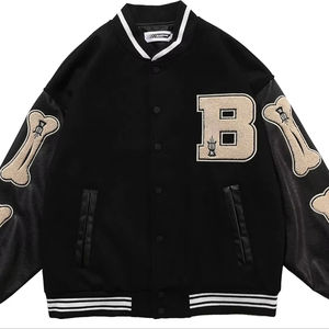 Customized Men's and Women <b>Vintage</b> Bomber <b>Jacket</b> with Y2K Bone Chenille Embroidery Graphic Baseball Letterman <b>Varsity</b> <b>Jacket</b> - Product Image 1
