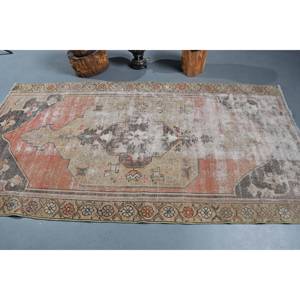 Alfombra turca de área grande, lana clásica naranja Beige de 4,2x7,9 pies con respaldo de látex, patrón abstracto para modelo adolescente, Alfombra de habitación con número - Product Image 3