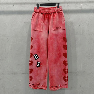 Pantalon de jogging en molleton de toile délavée style streetwear personnalisé 2026 pour homme – Coupe ample, jambe droite, effet délavé à l'acide - Product Image 5