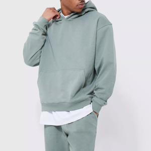 Chándales de algodón 100% de Pakistán Heavyweight 500 GSM 100% algodón en blanco pulóver Boxy Baggy Hoodie y pantalones de chándal - Product Image 4