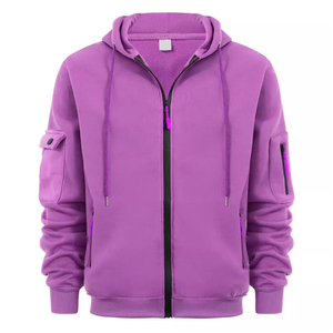 Fashion Wear Logo personnalisé Style fermeture éclair sweats à capuche hommes 100% coton plaine fermeture éclair complète sweats à capuche américains pour hommes - Product Image 4