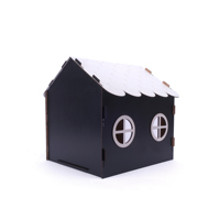 Casa para Perros de Madera Negra Moderna Personalizada con Logotipo Impreso, Refugio Decorativo para Mascotas de Interior, Plegable, para Animales Pequeños, OEM, ODM