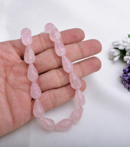 ลูกปัดโรสควอตซ์ทรงหยดน้ำเจียระไน หินธรรมชาติ สำหรับทำเครื่องประดับชั้นดี - Product Image 4