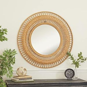 Miroir mural décoratif en rotin, cadre élégant, parfait pour les anniversaires de mariage, les hôtels-boutiques et les maisons familiales culturelles - Product Image 1