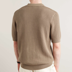 เสื้อยืดถักรังผึ้งแขนสั้นสำหรับผู้ชายผ้าโพลีเอสเตอร์ผ้าฝ้ายสำหรับเสื้อโปโล - Product Image 2