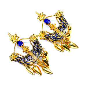 Boucles d'oreilles uniques élégantes et à la mode en argent sterling traditionnel plaqué or 925 avec pierres précieuses en kyanite - Product Image 1