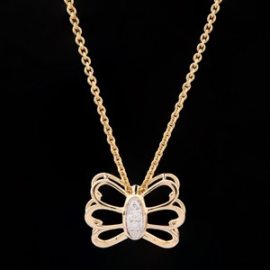 Collier élégant avec pendentif papillon en or rose massif 14 carats Moissanite taillée scintillante Diamant délicat Intemporel Fine Fiançailles - Product Image 3