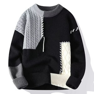 Pull en laine pour homme à col montant et col rond, best-seller, mode d'hiver, épais, anti-froissement, respirant, logo personnalisé sur le devant - Product Image 4