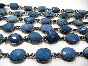 Opale bleue naturelle forme libre inégale Briolette lunette connecteur chaîne taille 12 à 15mm fabrication de bijoux chaîne de lunette - Product Image 4