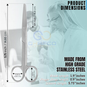 Tijeras Quirúrgicas de Acero Inoxidable, Instrumentos Médicos para Uso Clínico y Hospitalario, Tijeras Quirúrgicas Médicas de Alta Calidad - Product Image 5