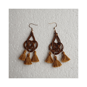 Pendientes de gota trenzados de paja de madera hechos a mano vietnamitas Eco Flor de madera perla de bambú Shell pendiente de ratán para mujeres de 99GD - Product Image 3