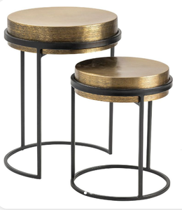 Nuevo estilo, muebles para sala de estar, diseño personalizado para interiores, mesa de anidación de Metal redondeada dorada, muebles de jardín para el hogar - Product Image 1