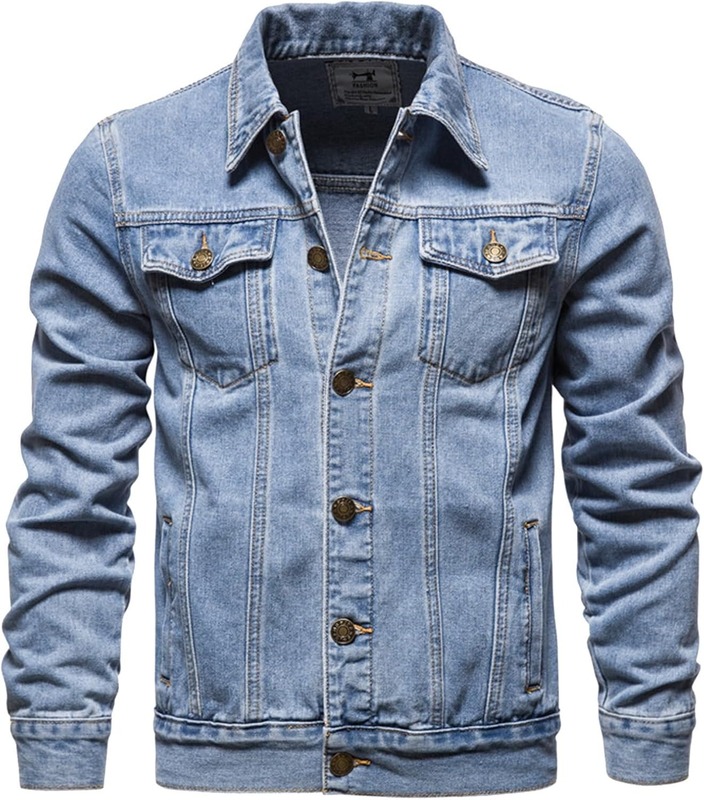 Men Slim Fit Denim Jacket Windproof