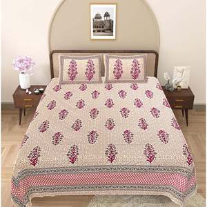 Ensemble de draps en coton 100% rose à fleurs, taille super king, avec 2 taies d'oreiller, 3 pièces, pour usage domestique - Product Image 2