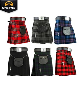 Kilt Tradicional Escocés de Alta Calidad en Acrílico Sólido para Hombre, Traje de las Tierras Altas Escocesas de ONSTYLE SPORTS, 5 Yardas, 13 oz - Product Image 5