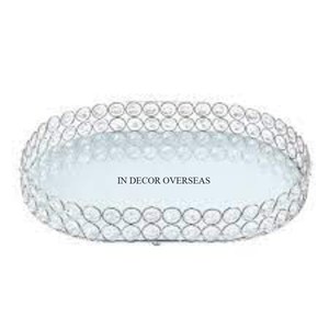 Bandeja de servicio de espejo de forma redonda de aspecto elegante de diseñador con cuentas de cristal transparente, utensilios de cocina para restaurante y Hotel, suministros de decoración del hogar - Product Image 4