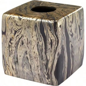 Cubierta de caja de pañuelos de resina con detalles en negro y dorado para encimera decoración del hogar elegante soporte de pañuelos multiusos para cualquier espacio - Product Image 1